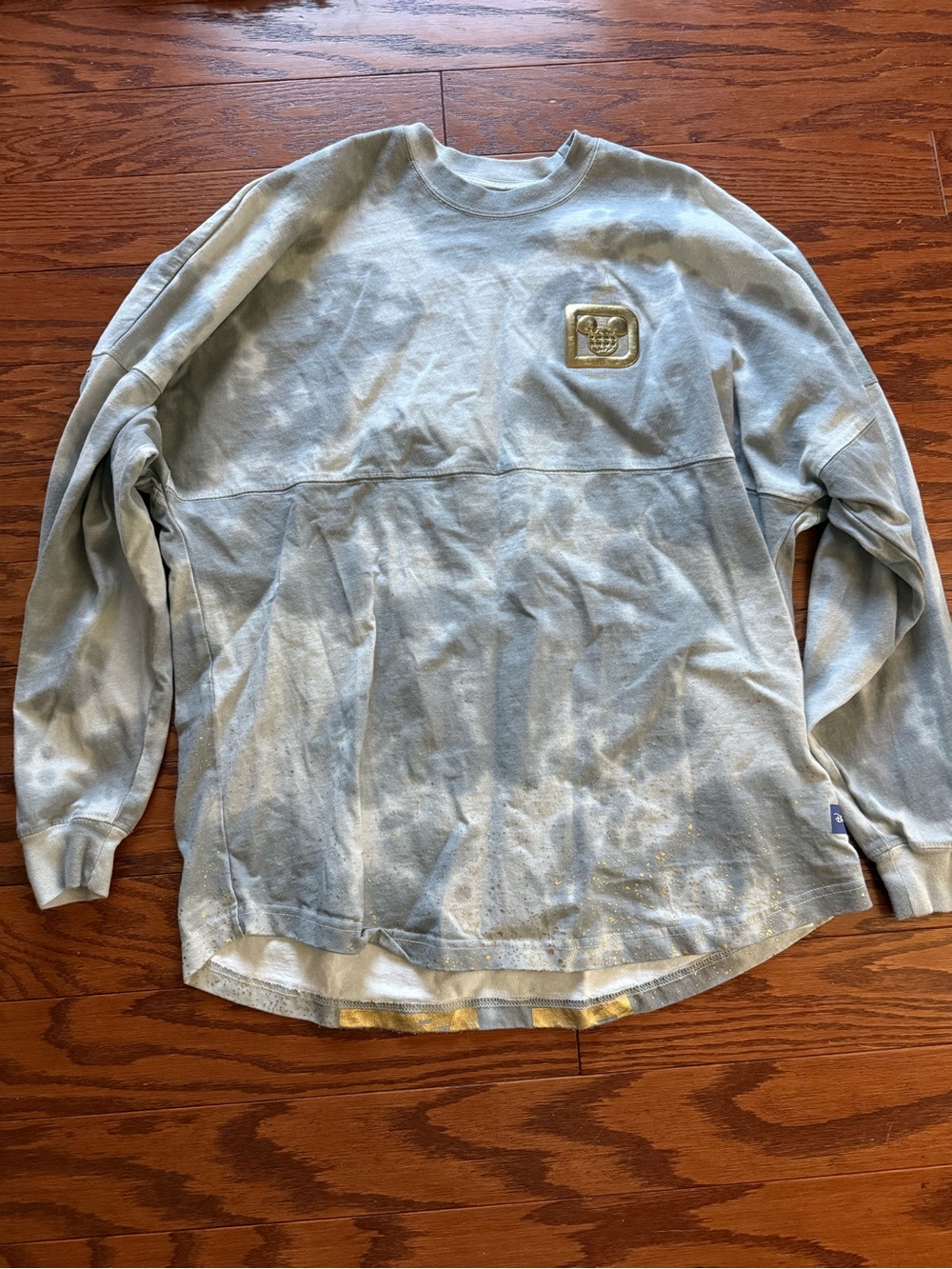 Disney Pale Blue Crewneck Sweatshirt with Gold Emblem